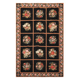 5x8 Black, Brown, Coral Color Hand Woven French Needlepoint Wool Traditional Oriental Rug