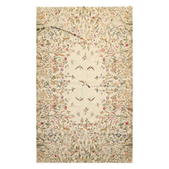 5x8 Beige, Sage, Lavender Color Hand Woven French Needlepoint Wool Traditional Oriental Rug