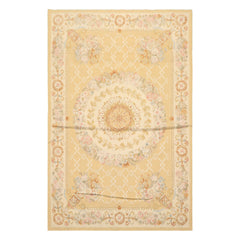 4x6 Khaki, Beige, Blush Color Hand Woven French Aubusson Wool Traditional Oriental Rug