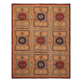 5x8 Gold, Navy, Green Color Hand Woven French Needlepoint Wool Traditional Oriental Rug