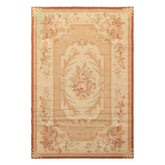 3x5 Beige, Tan, Rose Color Hand Woven French Needlepoint Wool Traditional Oriental Rug