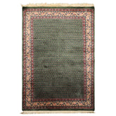 4x6 Green, Ivory, Blue Color Hand Knotted Boteh Wool Traditional Oriental Rug