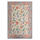 4x6 Ivory, Blush, Blue Color Hand Knotted French Needlepoint Aubusson Wool Traditional Oriental Rug