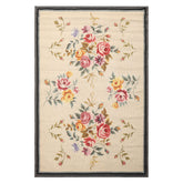 4x6 Ivory, Gray, Black Color Hand Knotted French Needlepoint Aubusson Wool Traditional Oriental Rug