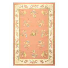 6x9 Blush, Ivory, Lime Color Hand Woven Dhurry Kilim Wool Transitional Oriental Rug