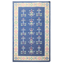 5x8 Blue, Ivory, Blush Color Hand Woven Dhurry Kilim Wool Transitional Oriental Rug