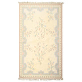 5x8 Ivory, Blush, Lavender Color Hand Woven Dhurry Kilim Wool Transitional Oriental Rug