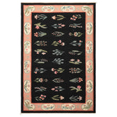 6x9 Black, Blush, Ivory Color Hand Woven Dhurry Kilim Wool Transitional Oriental Rug