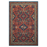 6x9 Rusty Red, Aqua, Navy Color Hand Woven French Aubusson Needlepoint Wool Traditional Oriental Rug