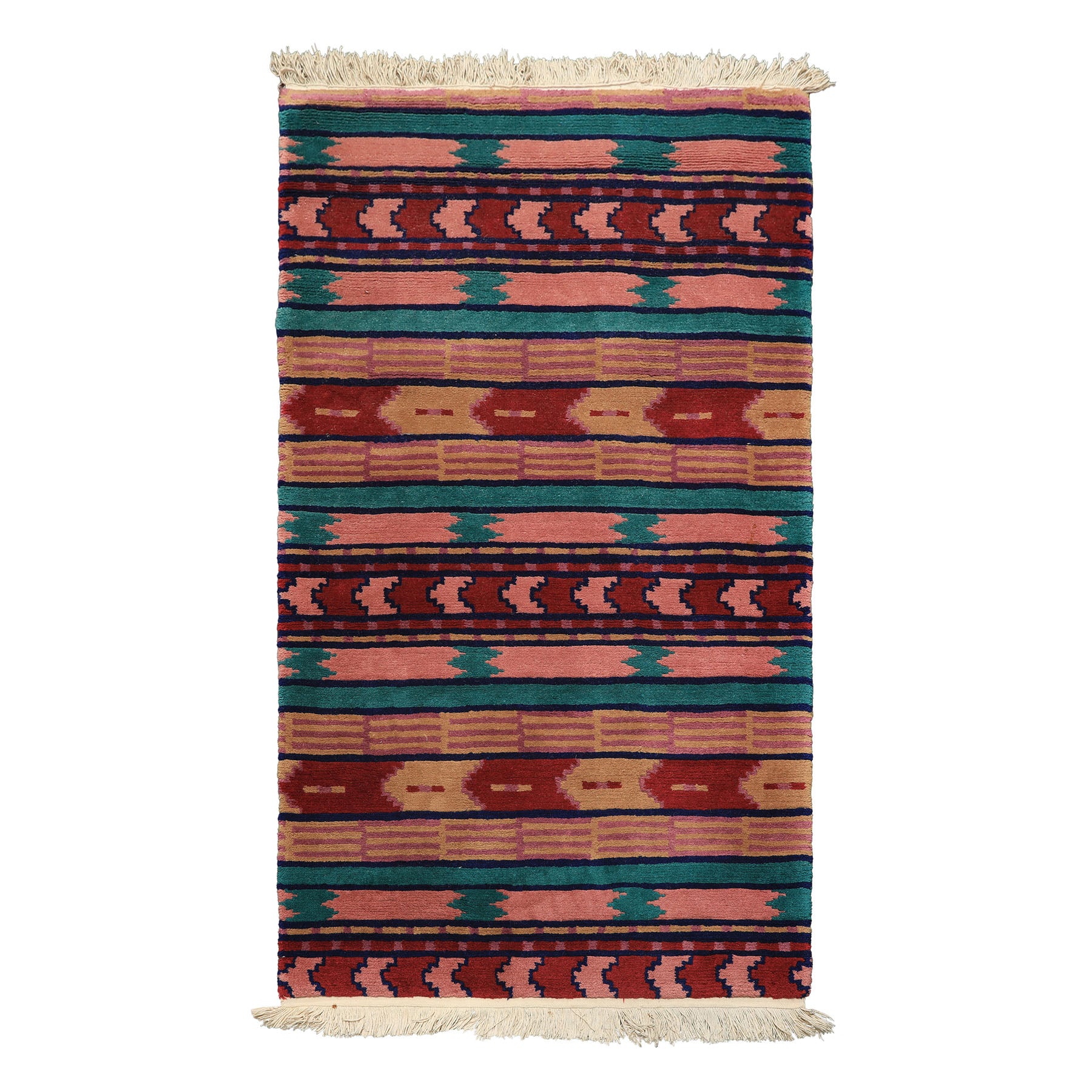 4x6 Turquoise, Blush, Lavender Color Hand Knotted Tibetan Wool Modern & Contemporary Oriental Rug