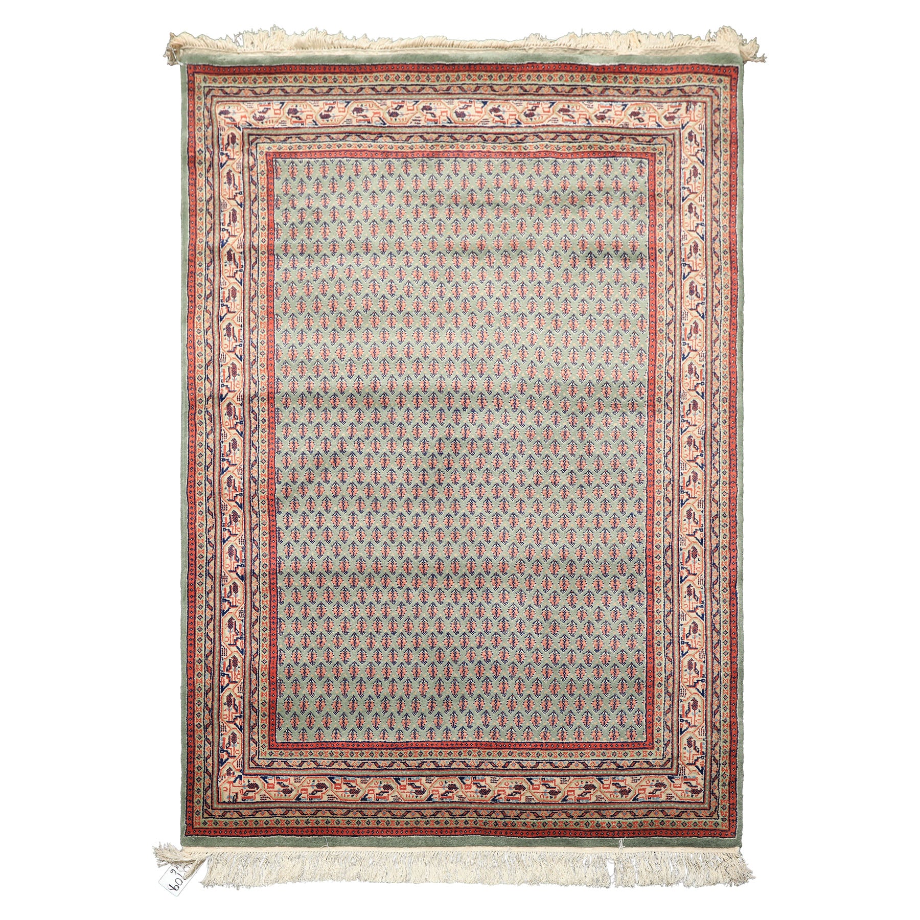 4x6 Sage, Rose, Blush Color Hand Knotted Boteh Wool Traditional Oriental Rug