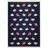 6x9 Navy, Multi, Color Hand Woven Caucasian Kilim Wool Transitional Oriental Rug