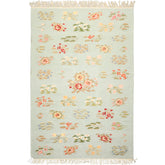 6x9 Mint, Green, Blush Color Hand Woven Caucasian Kilim Wool Transitional Oriental Rug