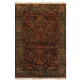 4x6 Rust, Green, Gold Color Hand Knotted Samad Wool Traditional Oriental Rug