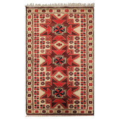 4x6 Ivory, Red, Maroon Color Hand Knotted Turkish Kula Wool Traditional Oriental Rug