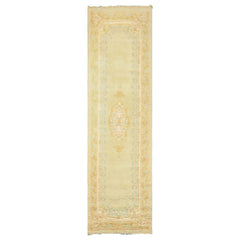 Runner Faded Mint, Aqua, Blush Color Hand Knotted French Aubusson savonnerie Wool Traditional Oriental Rug