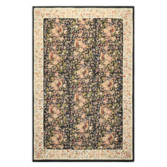 6x9 Black, Ivory, Tan Color Hand Woven Chainstitch Wool Transitional Oriental Rug