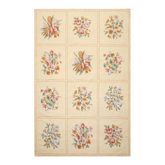 6x9 Ivory, Pink, Lavender Color Hand Woven French Aubusson Needlepoint Wool Traditional Oriental Rug