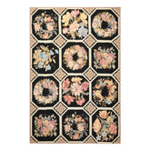 6x9 Black, Ivory, Rose Color Hand Woven French Aubusson Needlepoint Wool Traditional Oriental Rug