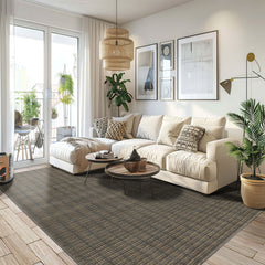 8x10 Tan, Dark gray, Color Hand Loomed Wool & Jute Modern & Contemporary Oriental Rug