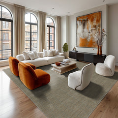 8x10 Tan, Gray, Color Hand Loomed Wool & Jute Modern & Contemporary Oriental Rug