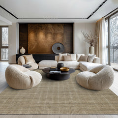 8x10 Tan, Beige, Color Hand Loomed Wool & Jute Modern & Contemporary Oriental Rug