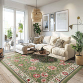 8x10 Sage, Cream, Blush Color Hand Hooked Wool Traditional Oriental Rug