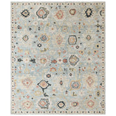 Aqua, Beige 8'1''x9'11'' Oushak Transitional Hand Knotted Wool Oriental Area Rug