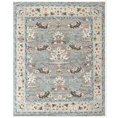 Gray, Beige 8x10 Oushak Transitional Hand Knotted Wool Oriental Area Rug