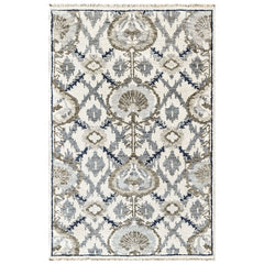 Ivory, Gray 3'6''x5'7'' Oushak Transitional Hand Knotted Wool Oriental Area Rug