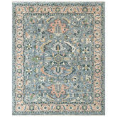 Blue, Pink 8x10 Oushak Arts and Crafts Hand Knotted Wool Oriental Area Rug