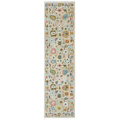 Beige 2'4''x8'11'' Oushak Transitional Hand Knotted Wool Oriental Area Rug