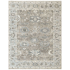 Gray, Ivory 8'11''x12 Oushak Transitional Hand Knotted Wool Oriental Area Rug