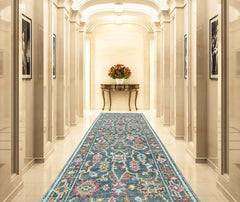 Teal, Blush Multi Size Oushak Arts and Crafts Hand Knotted Wool Oriental Area Rug