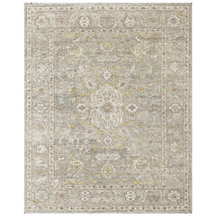 Gray, Beige 9x12 Oushak Transitional Hand Knotted Wool Oriental Area Rug