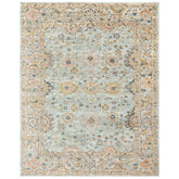 Aqua, Peach 8x9'11'' Oushak Transitional Hand Knotted Wool Oriental Area Rug