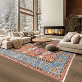 Rust, Blue Multi Size Oushak Transitional Hand Knotted Wool Oriental Area Rug