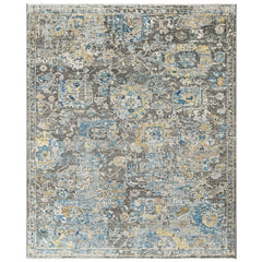 Gray, Blue 7'11''x9'9'' Oushak Transitional Hand Knotted Wool Oriental Area Rug