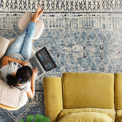 Blue Multi Size Tribal Moroccan Hand Knotted Wool Oriental Area Rug