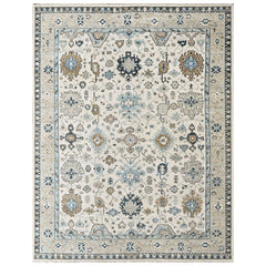 Beige, Gray 9x11'11'' Oushak Transitional Hand Knotted Wool Oriental Area Rug