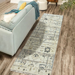 Mint, Gray 2'6''x8'6'' Oushak Transitional Hand Knotted Wool Oriental Area Rug