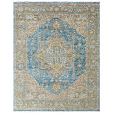 Aqua 8'10''x11'8'' Oushak Heriz Hand Knotted Wool Oriental Area Rug