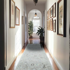 Gray, Beige 2'6''x8 Oushak Transitional Hand Knotted Wool Oriental Area Rug