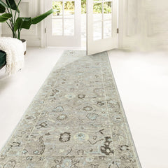 Beige, Gray 13x19 Oushak Transitional Hand Knotted Wool Oriental Area Rug