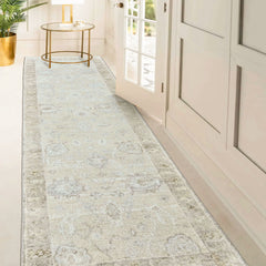 Beige, Taupe Multi Size Oushak Transitional Hand Knotted Wool Oriental Area Rug