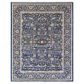 9x12 Navy, Ivory, Aqua Color Power Loom Oushak Wool Traditional Oriental Rug
