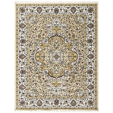 9x12 Light Gold, Ivory, Brown Color Power Loom Oushak Wool Traditional Oriental Rug