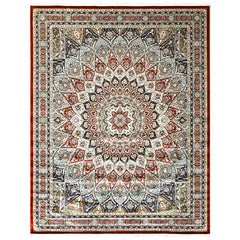 9x12 Red, Blue, Ivory Color Power Loom Oushak Wool Traditional Oriental Rug