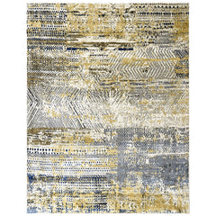 9x12 Beige, Navy, Gold Color Power Loom Oushak Wool Modern Oriental Rug