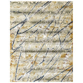 9x12 Gray, Gold, Blue Color Power Loom Oushak Wool Modern Oriental Rug